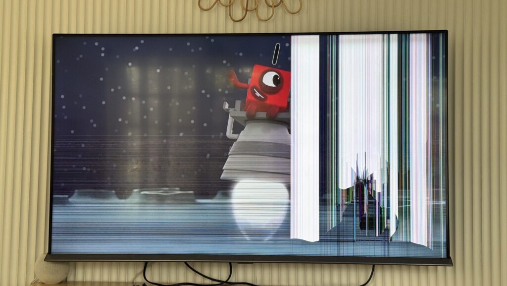 Our TV after getting hit by a phone.